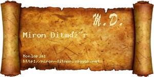Miron Ditmár névjegykártya